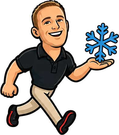 Innovative Mechanical technician running with a snowflake &mdash; AC repair and cooling service in Marietta, GA