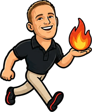Innovative Mechanical technician running with a flame &mdash; furnace and heat-pump heating service in Marietta, GA