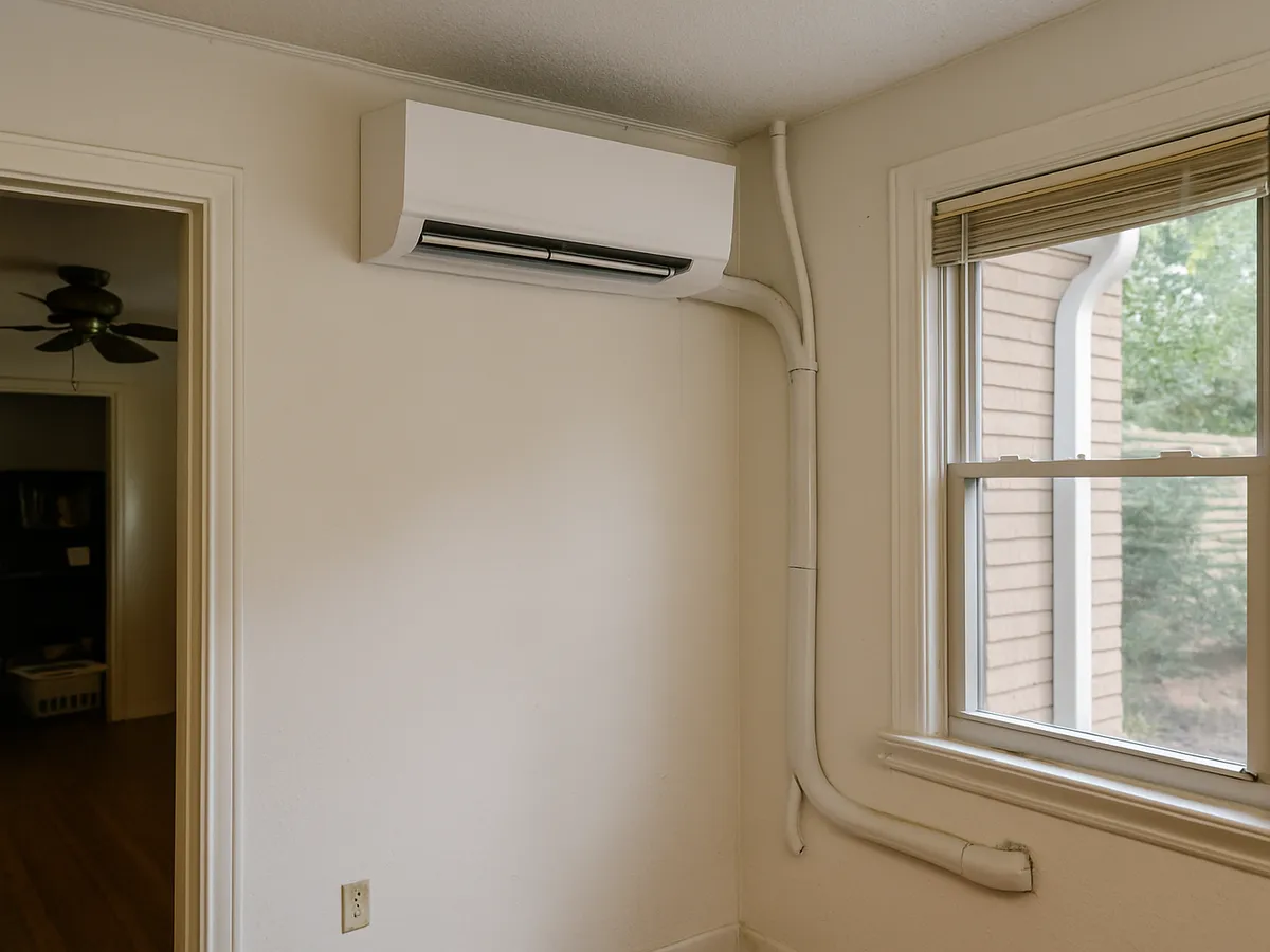 Wall-mounted ductless mini-split cooling a room that has no existing ductwork