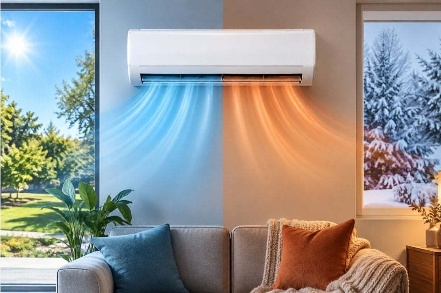 Ductless mini-split running as a heat pump to provide both heating and cooling in a Marietta home