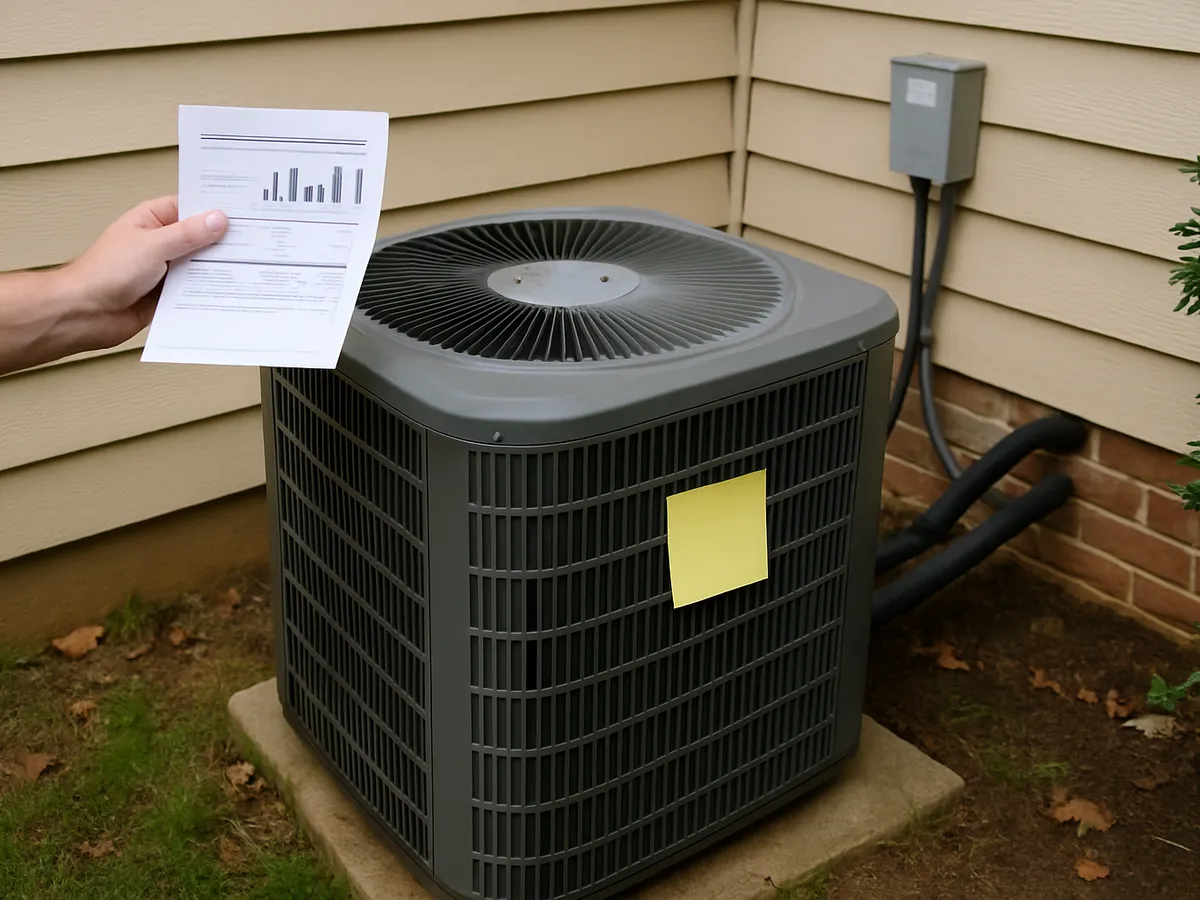 SEER2 seasonal efficiency rating on a modern residential air conditioning system